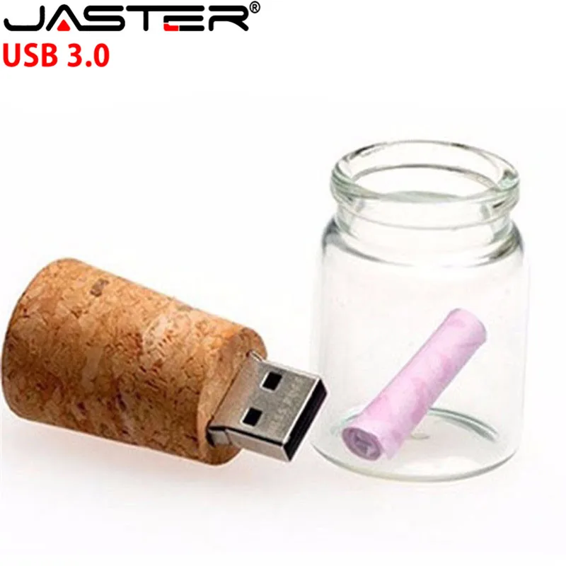 JASTER USB 3 0 стеклянная бутылка для дрифта с пробкой флэш накопитель (прозрачный)