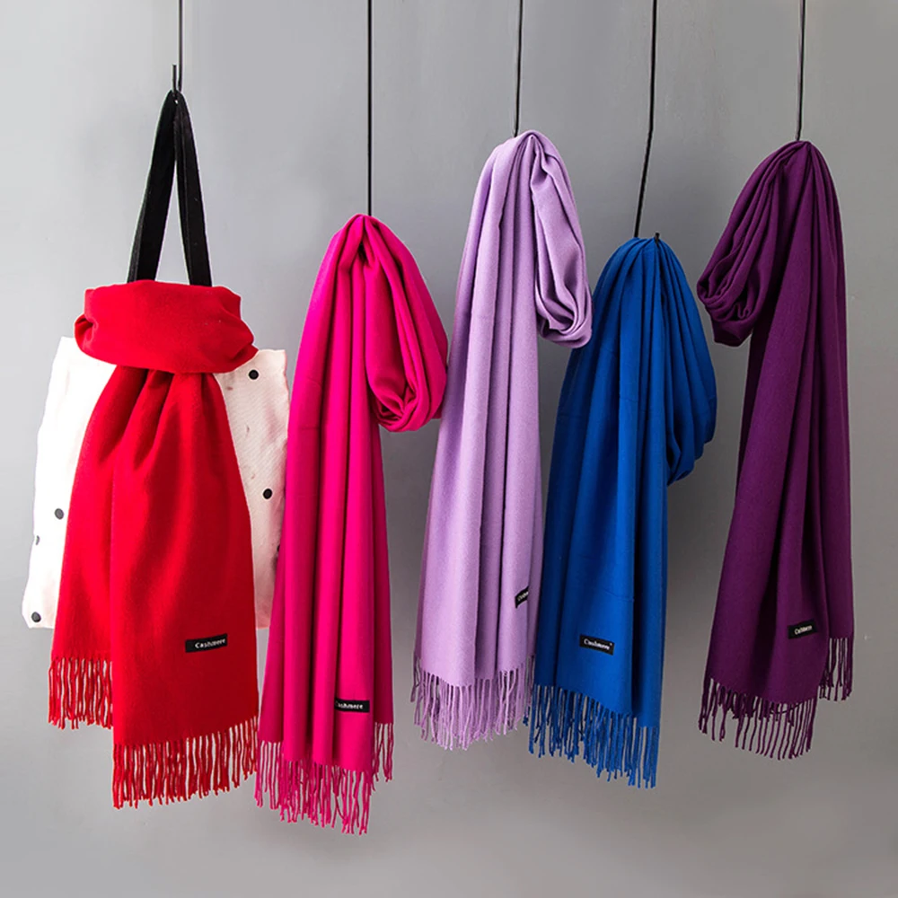 Cashmere Women Scarf Warm Shawl Foulard Femme Pashmina Kerchief Wool Stole Head Neck Long Winter For Ladies | Аксессуары для