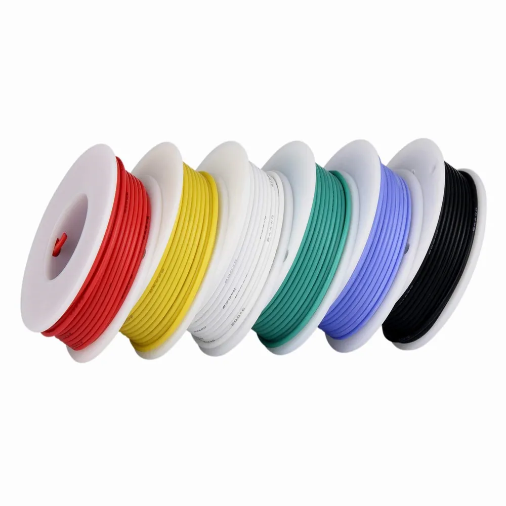 

TUOFENG 28awg Electric Wire, Hook up Wire Kit Flexible Silicone Wire(6 Different Colored 13 Meter spools) 300V Stranded Wire