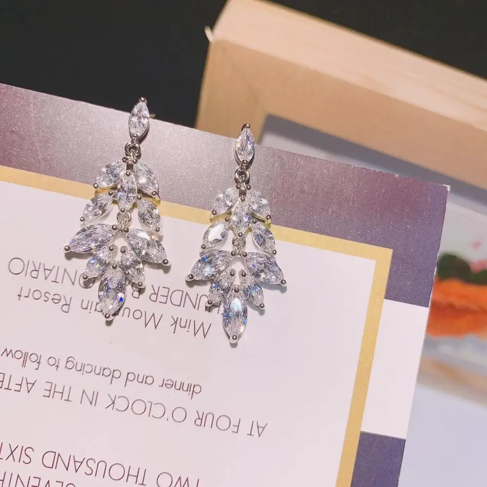 Женские серьги-капельки с листьями hiневесты белые летние серьги большого