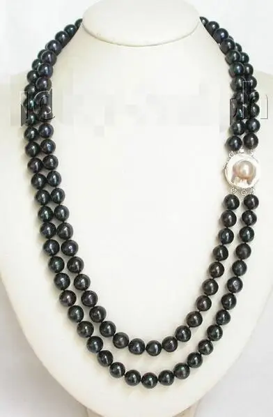 Free Shipping &gt&gt&gt Genuine 22&quot 2row 12mm round black pearl necklace Mabe 925s clasp j6742 | Украшения и аксессуары