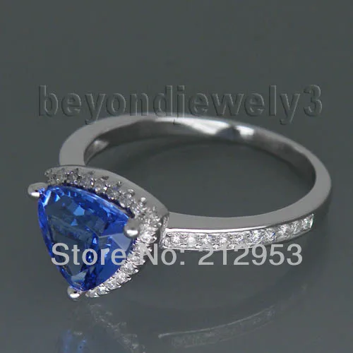 Кольцо из белого золота с натуральным бриллиантом 8 мм YWR0034|diamond tanzanite rings|ring salegold