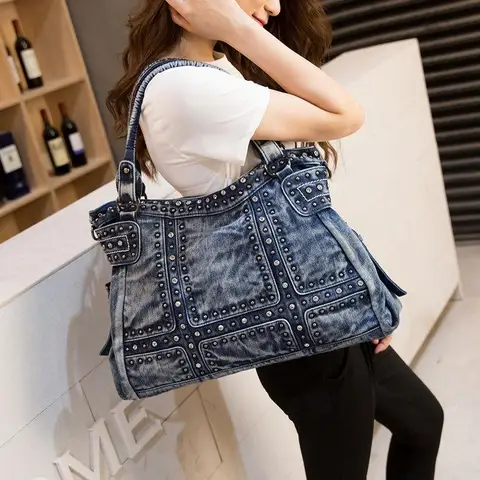 Винтажный дизайн, Модная Джинсовая женская сумка, джинсовые сумки на плечо, сумки для девушек, сумка через плечо, женские сумки-мессенджеры