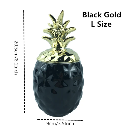 Black Gold L VILEAD 15,5 см 20,5 см керамические фигурки ананаса черный белый ящик для хранения ананаса для ювелирных изделий фруктовые поделки для украшения дома - Цвет: Black Gold L