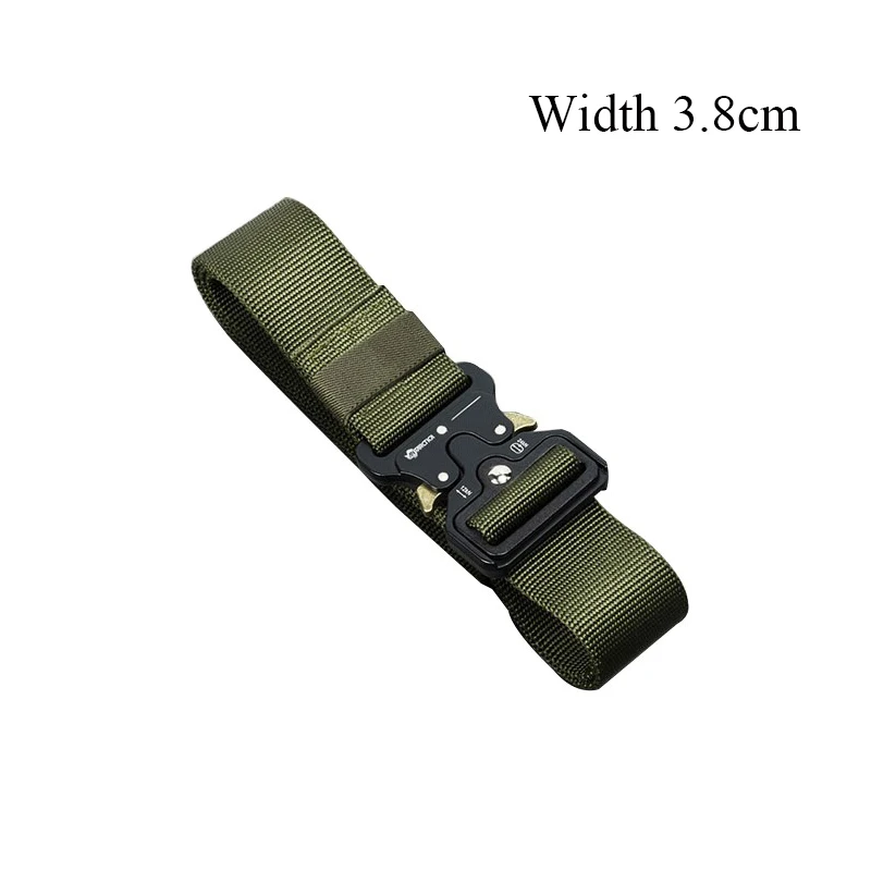 3.8cm green Тактические ремни в Антарктике, нейлоновый военный поясной ремень с металлической пряжкой, регулируемый сверхмощный тренировочный поясной ремень, Охотничьи аксессуары - Цвет: 3.8cm green