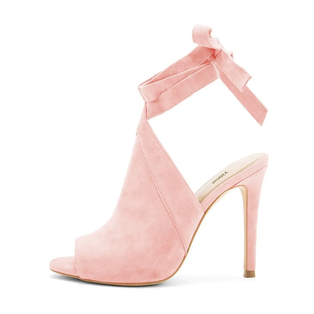 

Olomm Women Sandals Sexy Women Peep Toe Booties Sandals Slingback High Heels Lace-up Evening Sandals Women US Plus Size 4-15