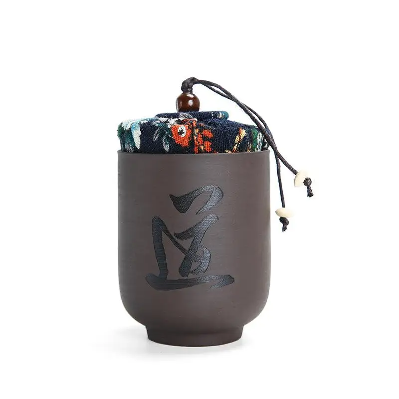 Brown Ceramics Tea Caddies Kung Fu Set Jars Vintage Seal Caddy Packing Box Pot for Home or Office Teaware Accessories | Дом и сад