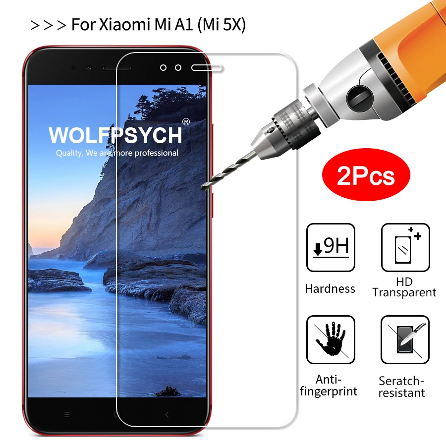 WOLFPSYCH 2 шт./лот не полное покрытие закаленное стекло для Xiaomi mi A1 5X9 H 2.5D экран