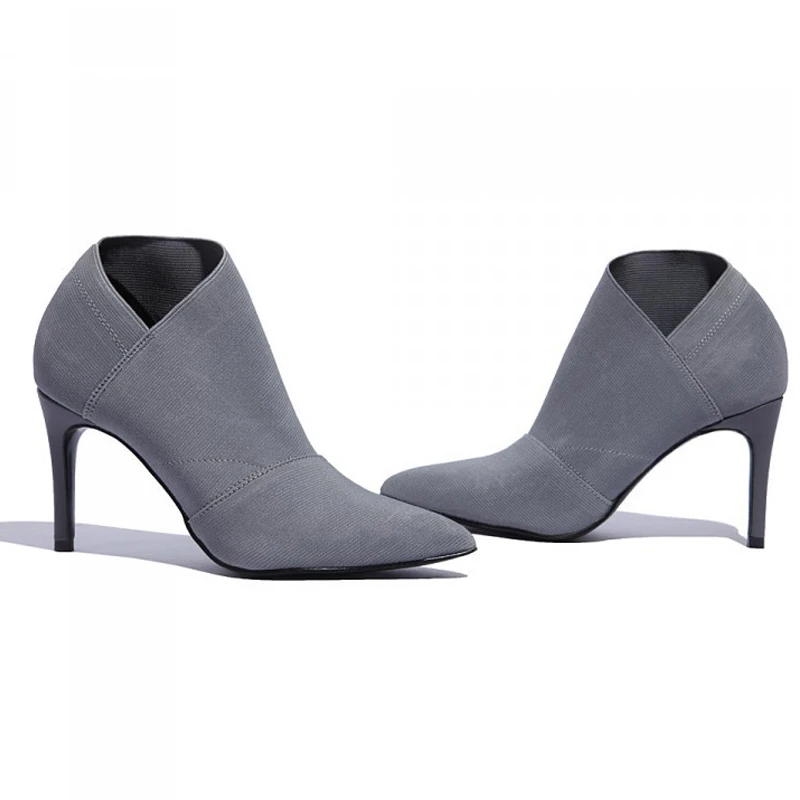 Женские ботинки на высоком каблуке; большие Size34-41Fashion; женские ботинки на высоком каблуке; модные ботинки для молодых девушек; тканевые Ботинки на каблуке 8,5 см; L33