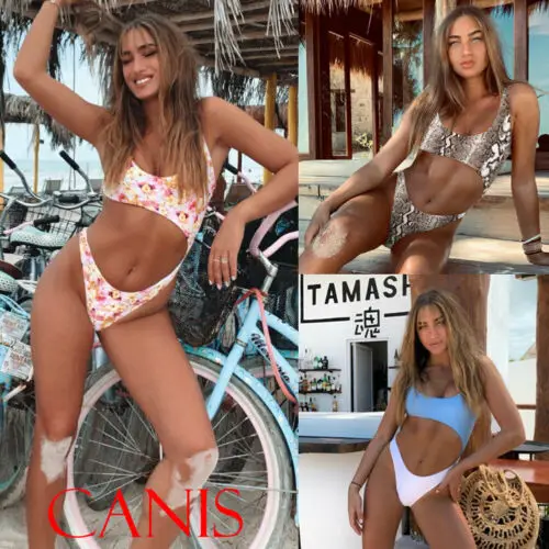 Бикини пуш-ап с леопардовым принтом сексуальный женский купальник мягкими