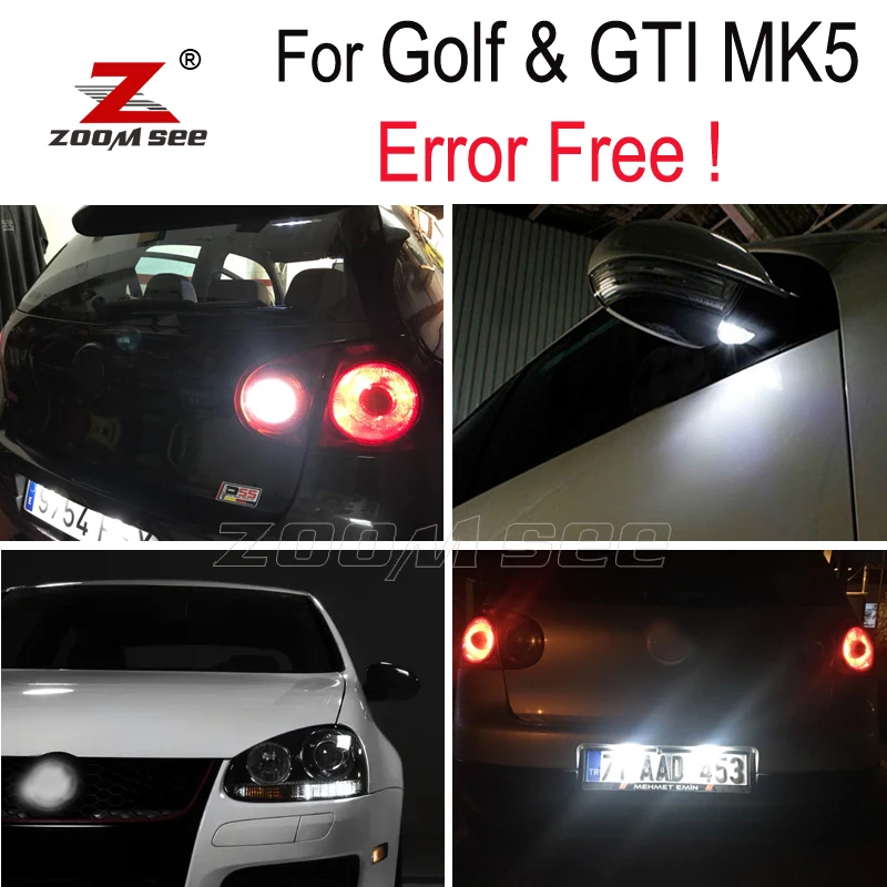 Белая лампа заднего хода+ под зеркалом+ номерной знак для VW GTI Rabbit Golf 5 MK5 MK V светодиодный внешний вид+ парковочный светильник(06-09