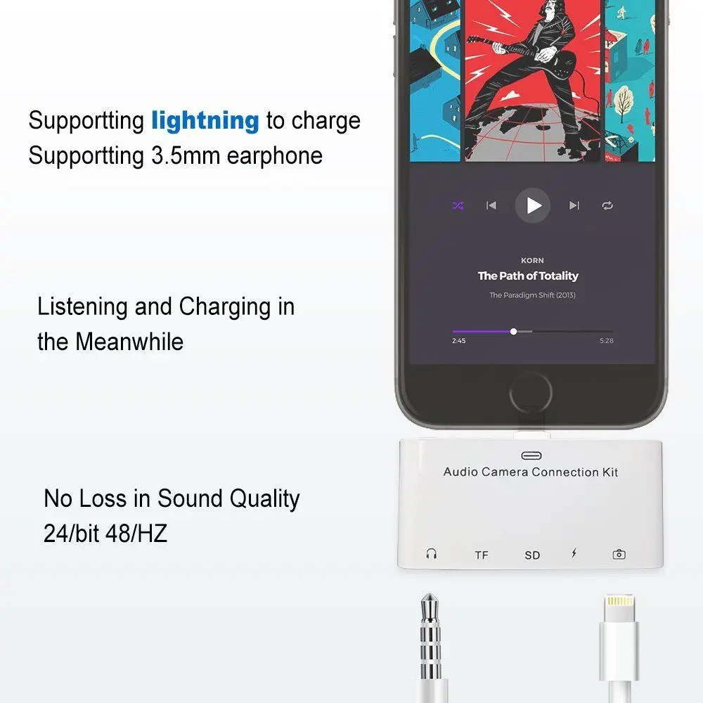 Адаптер для SD камеры 5 в 1 USB OTG аудиоразъем мм TF Micro Reader комплект подключения аудио