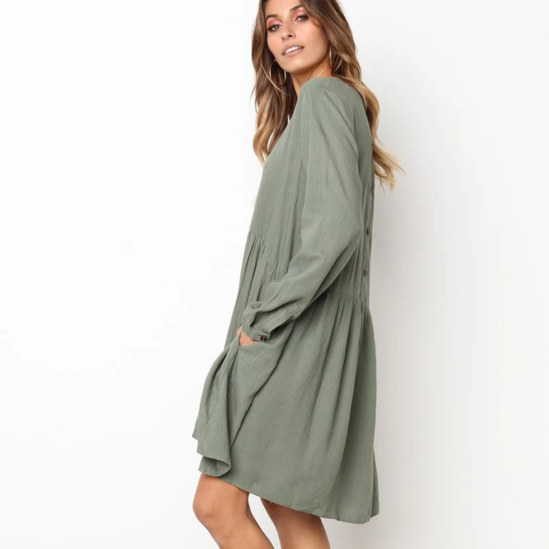 Женское плиссированное платье ELSVIOS повседневное Плиссированное мини с круглым