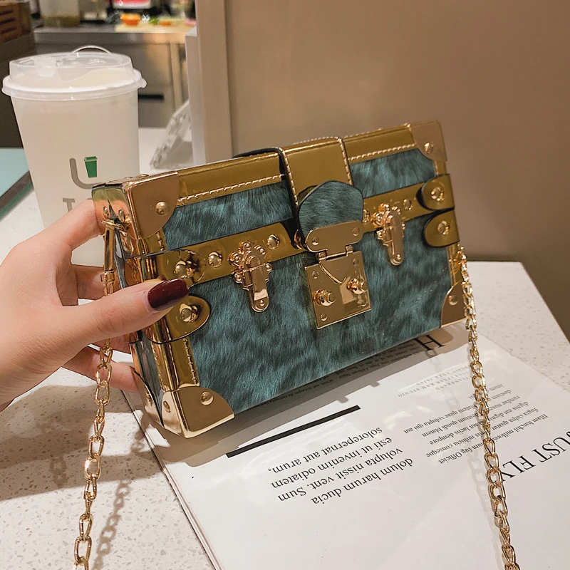 Модный металлический уголок ретро Пряжка Леопардовый узор коробка дизайн