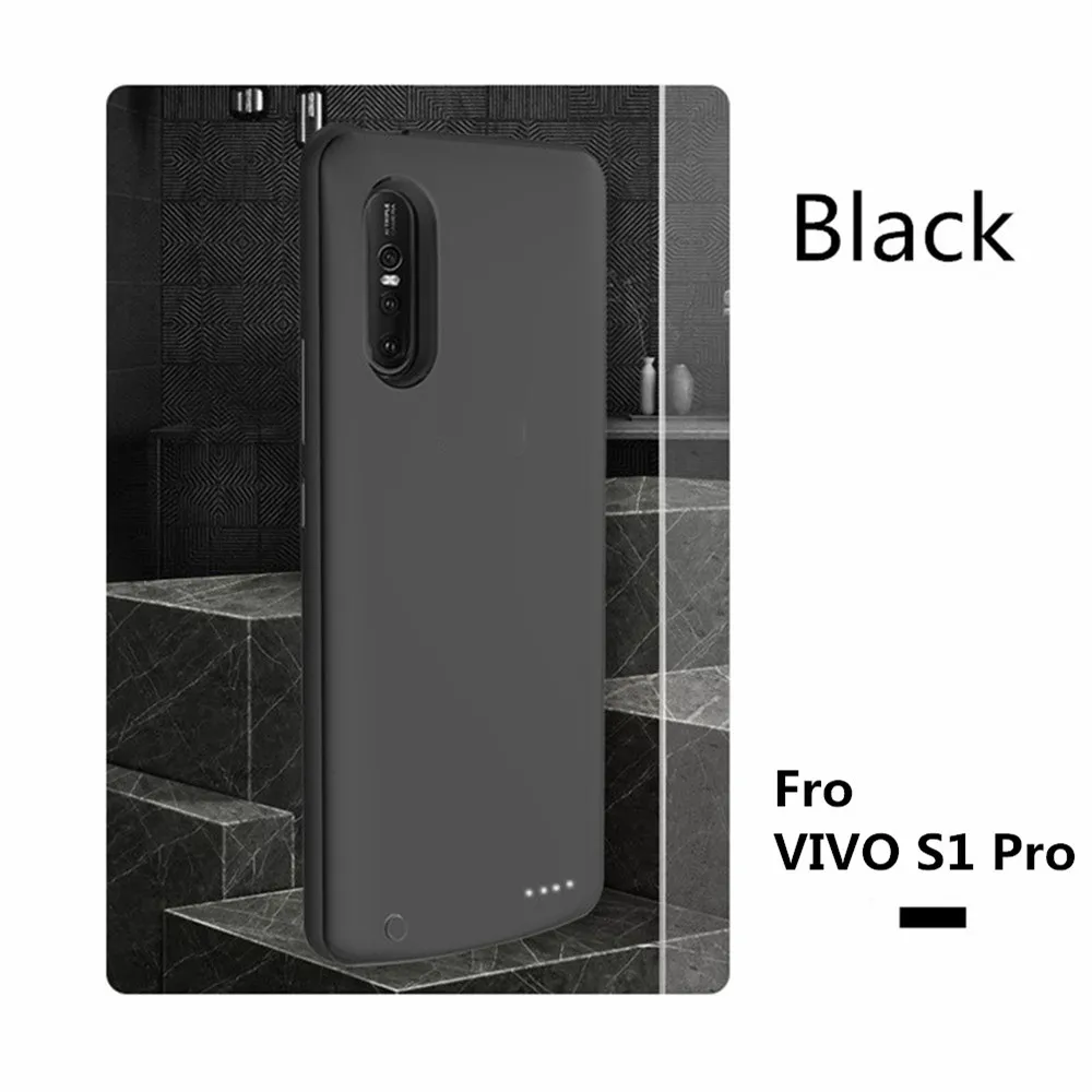 Черный Портативное зарядное устройство Крышка для Vivo S1 Pro высококачественный корпус питания 6500 мАч Внешний внешний смарт-Аккумулятор Чехол-аккумулятор - Цвет: Черный