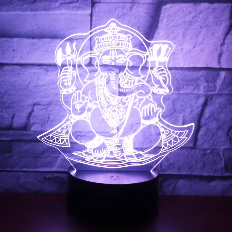 

3D LED Night Light for Elephant God Come with 7 Colors Light for Home Decoration Lamp Amazing Visualization Optical