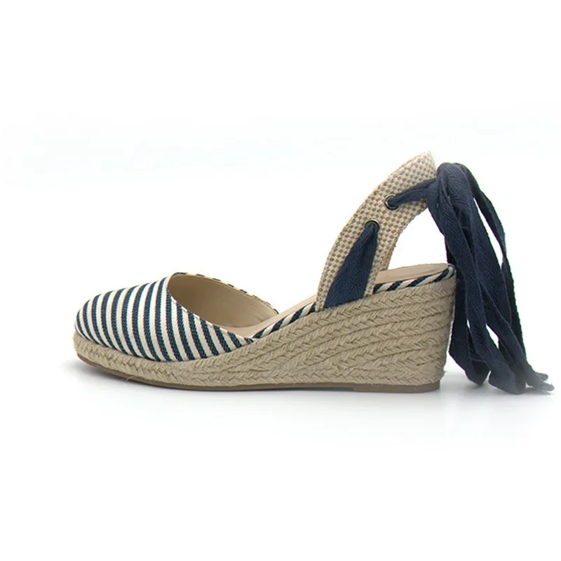 Teahoo/летние женские босоножки на танкетке с ремешком щиколотке Босоножки в