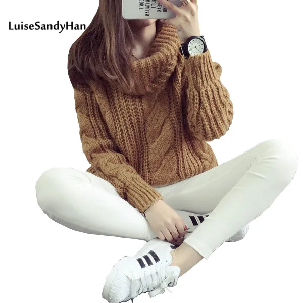 2019 new women's spring autumn winter thicken turtleneck pullover knitted sweaters women long slim sweater | Женская одежда