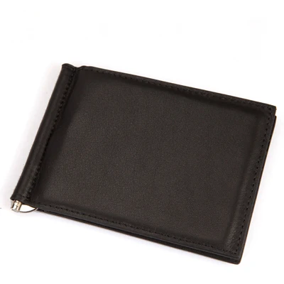 Кожаный кошелек унисекс с отделением для денег тонкий передний карман ID и