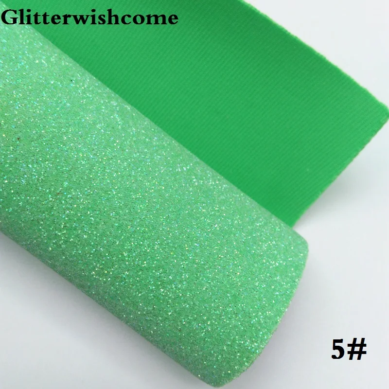 5 Glitterwishcome 21X29 см A4 Размеры синтетическая кожа, флуоресцентный мелкие блестки кожа подкладка из лайкры делают сапоги бэк виниловые обои для банты, GM053A - Цвет: 5