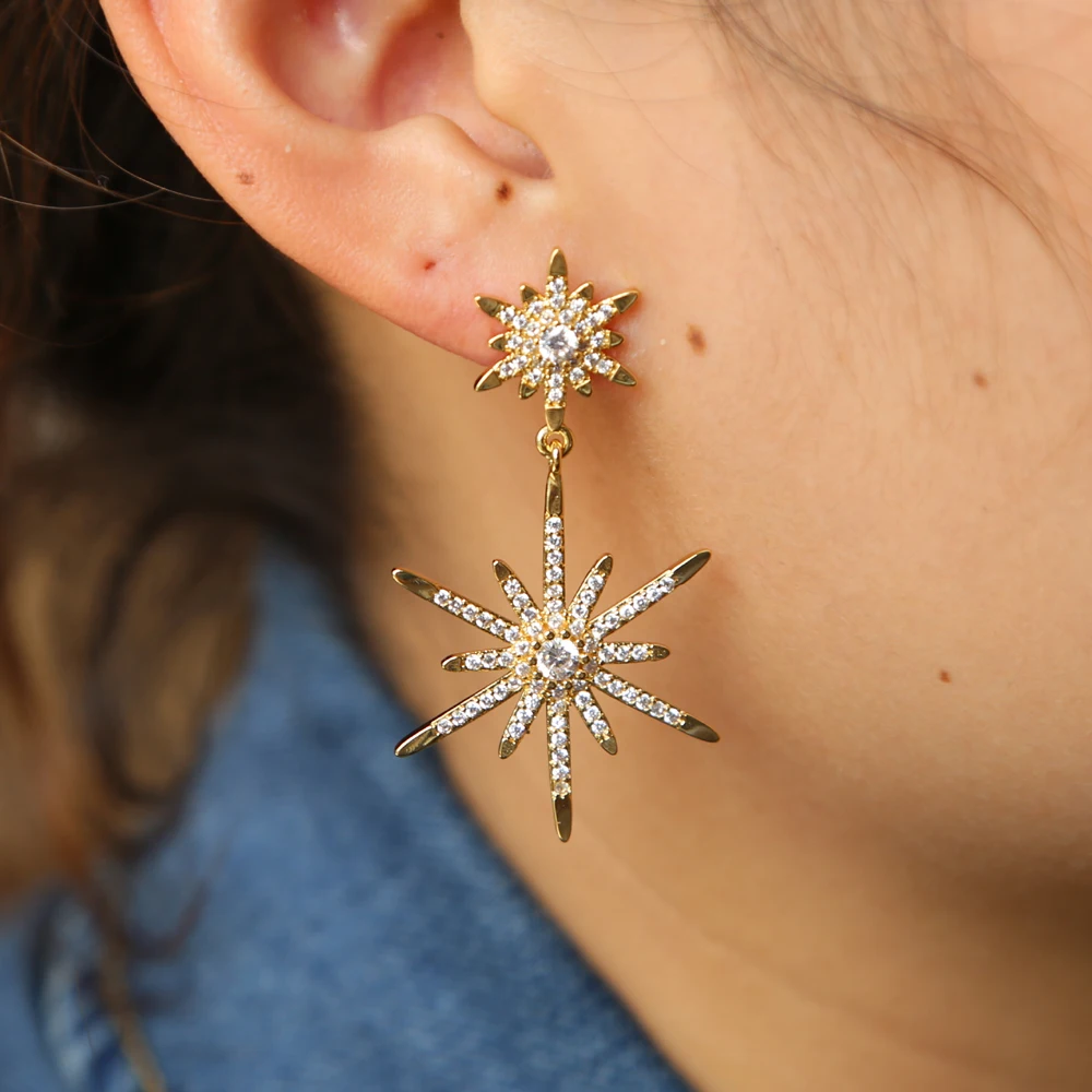 

Серьги Модные ювелирные изделия Роскошные CZ Кристалл Northstar большая элегантность длинные висячие серьги для женщин Свадебная вечеринка юве...