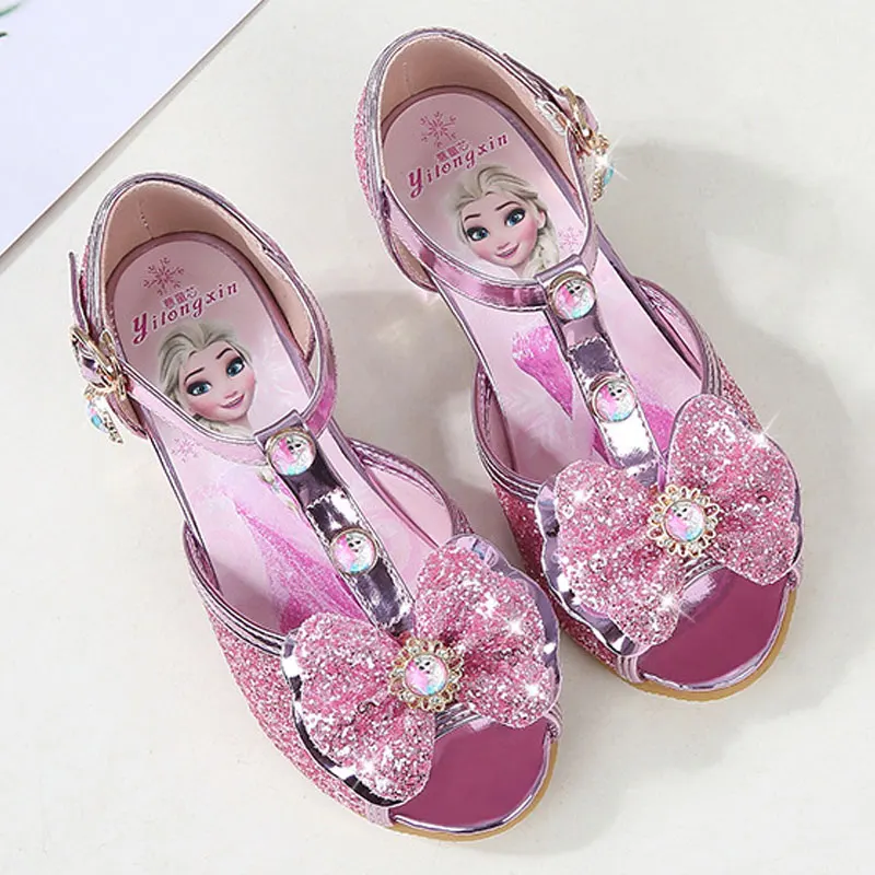 Children girls sandals,Frozen shoes for girls,Dancing and party shoe bow rhinestone bow else shoes EUR size 24-36