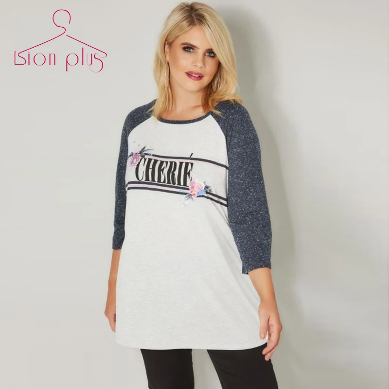 Футболка Для женщин уличная 7xl 6xl 5xl 2019 Весна три четверти футболки Цветочный
