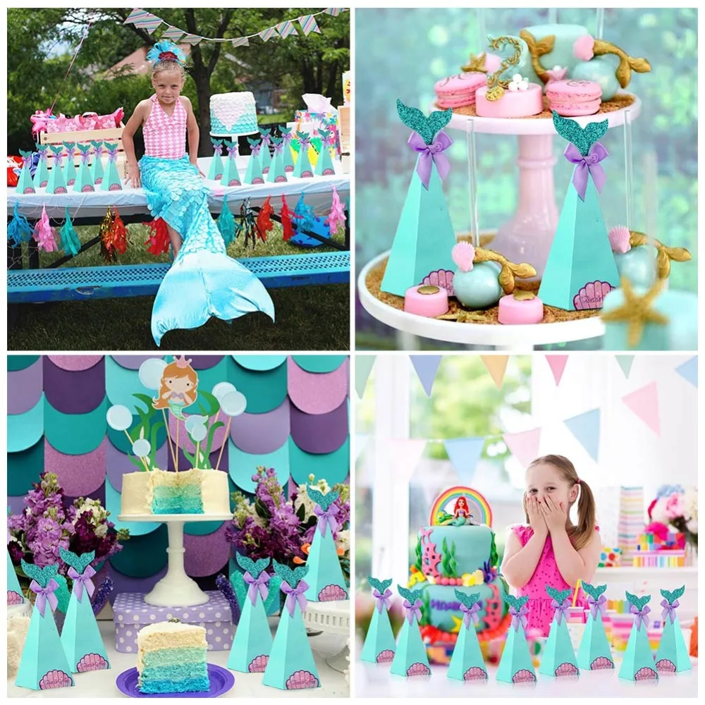 

OurWarm 20pcs Under the Sea Party Candy Boxes Little Mermaid Party Supplies Theme Mermaid DIY Gift Box For Kids Birthday Favor