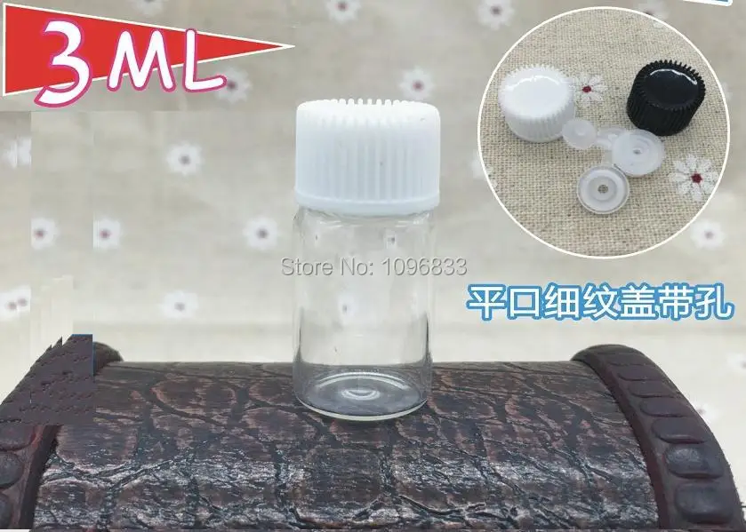 

3ML Penicillin Bottles, Vials with White Cap, Clear Glass Bottles, Essential Oil bottle, Empty Glass packaging Bottles, 100pcs