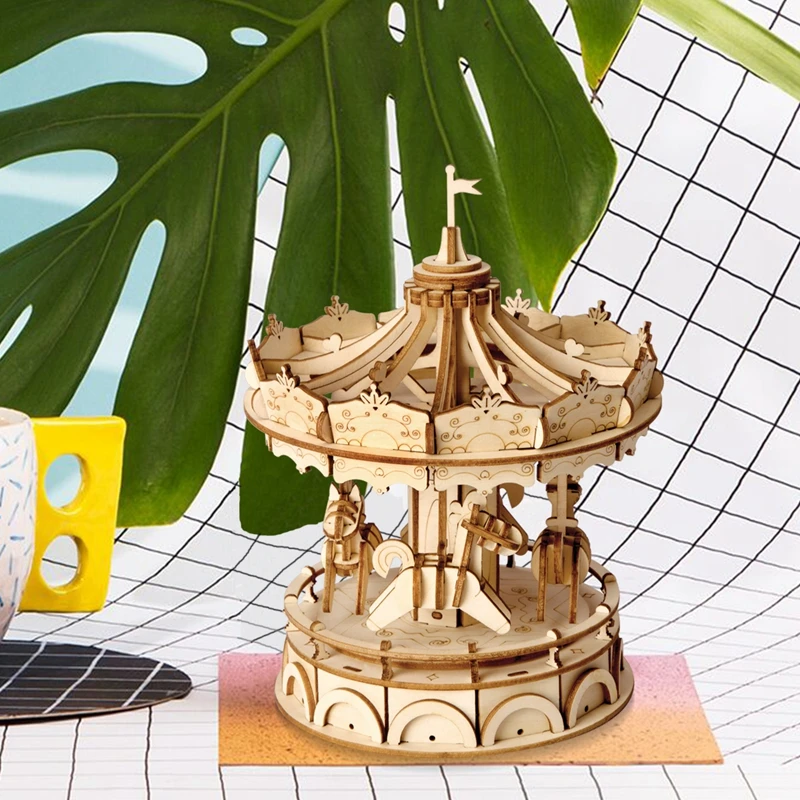 Robotime DIY 3D Деревянный мерри-go-круглая игра-головоломка подарок для детей ребенок