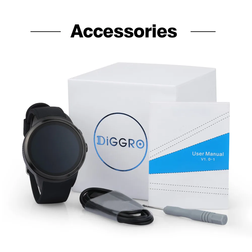 Diggro DI01 Смарт часы 1 GB + 16 Android 5 MTK6580 монитор сердечного ритма Поддержка Wi Fi 3g gps сим