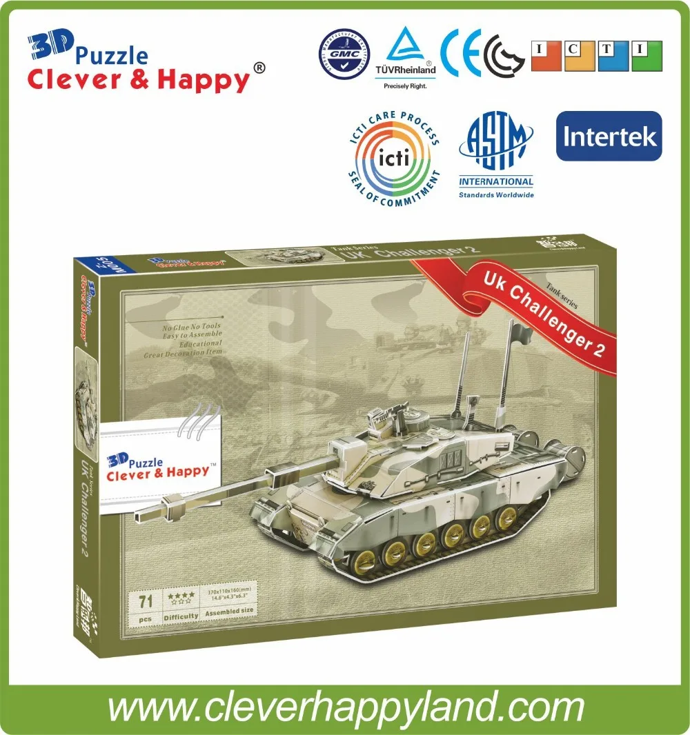 2014 Новый дизайн оптовая продажа 3d танка модель пазла из бумаги UK Challenger 2 | Игрушки