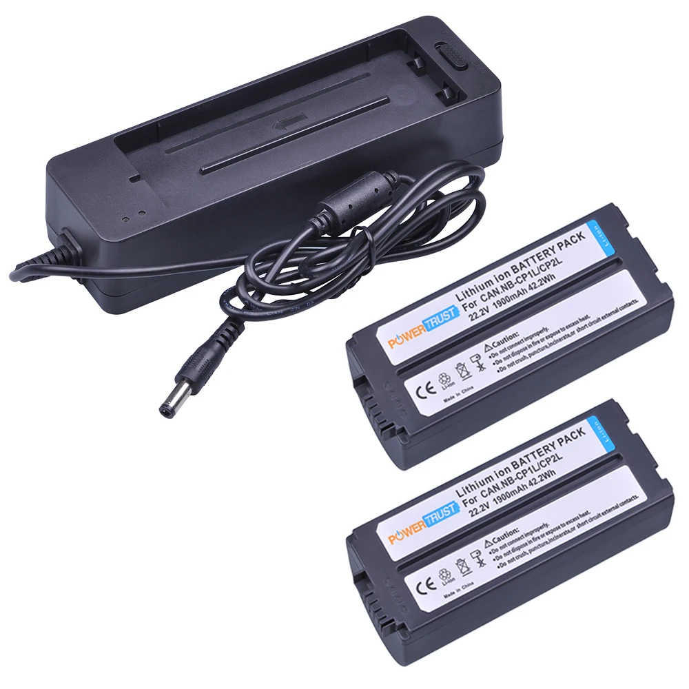 

PowerTrust 2Pcs NB-CP2L CP2L NB-CP1L Battery with Charger for Canon SELPHY CP100 CP200 CP220 CP330 CP400 CP510 CP600 CP710