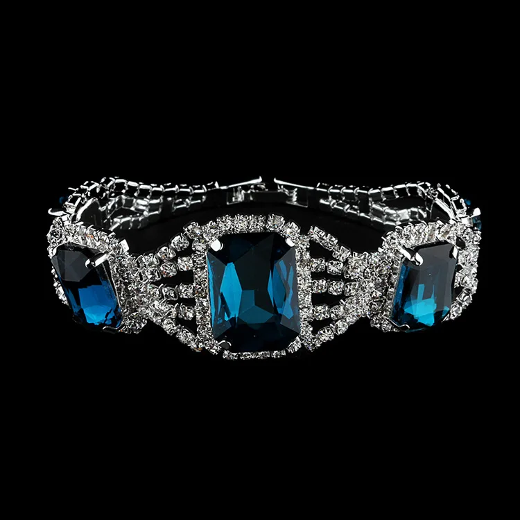 Fine Filled Gift Women's Ms. UA The bore is blue color glass point Bohemia (A0427)s wholesale Pulseras 2PCS Bracelets | Украшения и