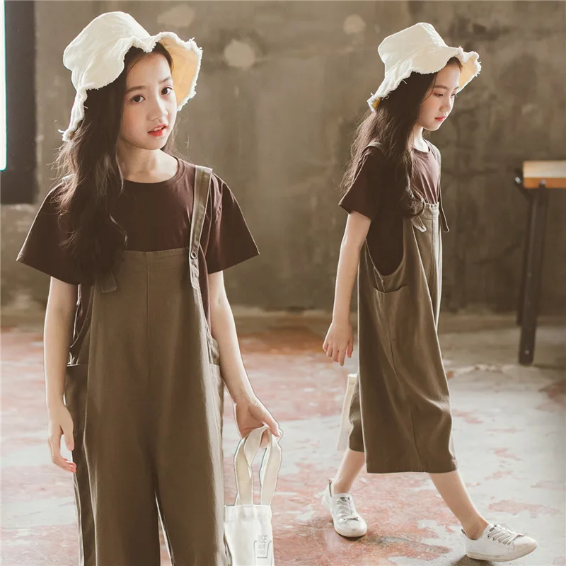 

Aiqingsha Clothing Sets 2019 Children Clothing Pure Cotton T-shirt+ Starp Pants Overalls for Kids Clothing Sets Baby Girl Suit