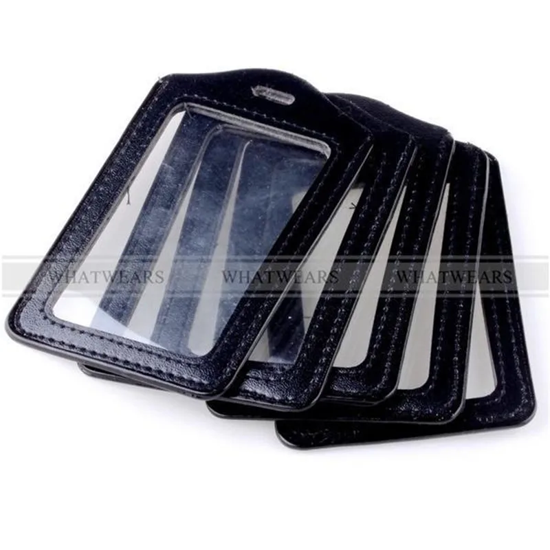 

New 5Pcs Black Card Badge Business ID Credit Card Badge Holder Clear Pouch Case LIF