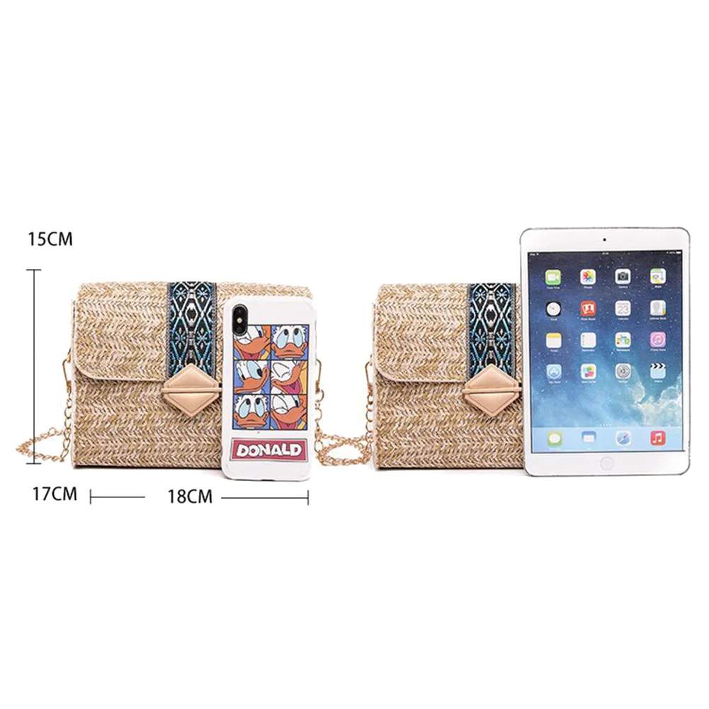 

Hot Women Summer Beach Weave Embroidery Chain Small Crossbody Shoulder Straw Bag Gift