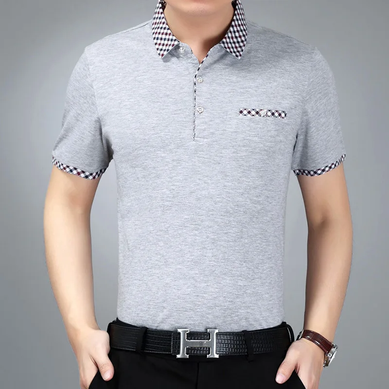 

Thoshine Brand Men Polo Shirts Solid Color Smart Casual Business Style 95% Viscose Breathable Polo shirt Pocket Tees Camisa Tops