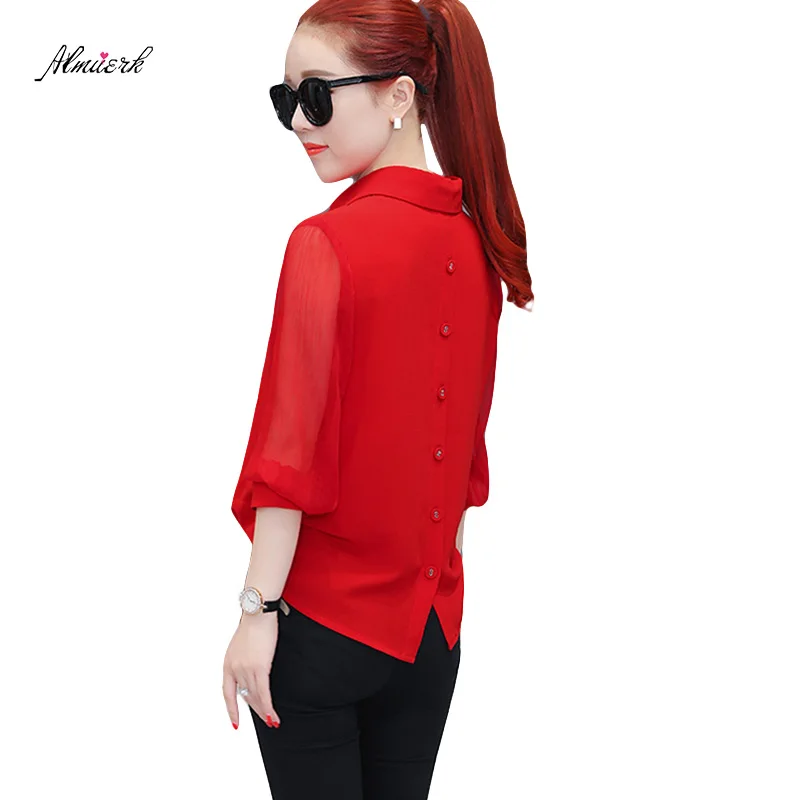 Рубашка женская весенняя с длинным рукавом из шифона 2018|Блузки| |