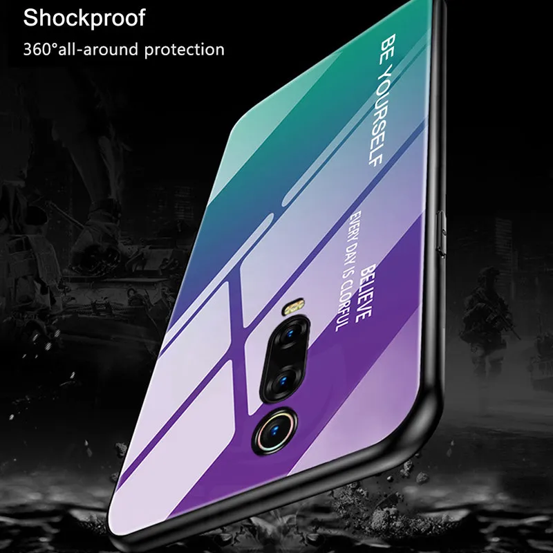 Keajor Case For Xiaomi Redmi K20 Mi9T Pro Gradient Tempered Glass Bumper Fundas Luxury Back Cover Mi 9t K20Pro |