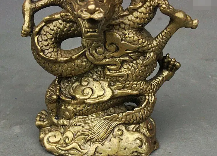 Миф Китай Фэн Шуй Медь Латунь Успех Зодиака Злой Дракон Бог Статуя Скульптура|statue