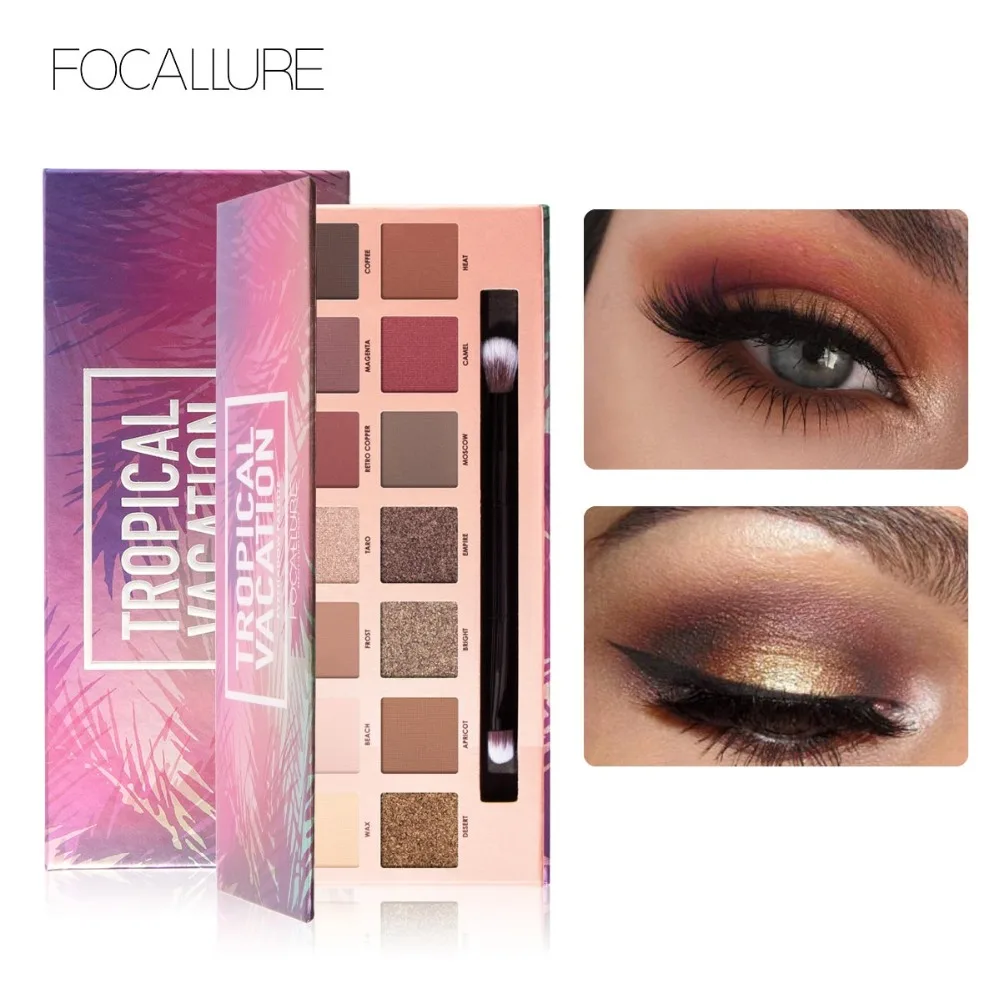 Тени для глаз палитра FOCALLURE разноцветные пигментированные оттенки матовых