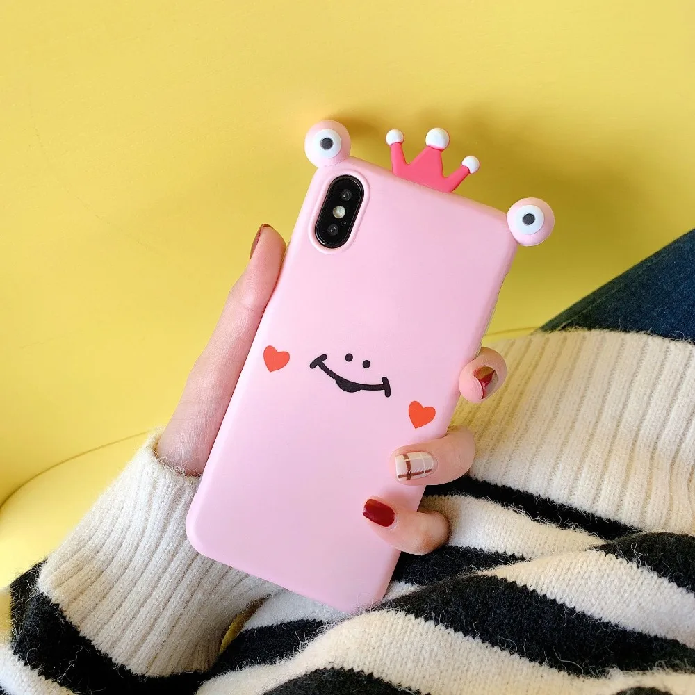 PGSD Чехол для мобильного телефона с милой короной лягушкой iphone XS XR MAX apple 7/8 Plus 6s