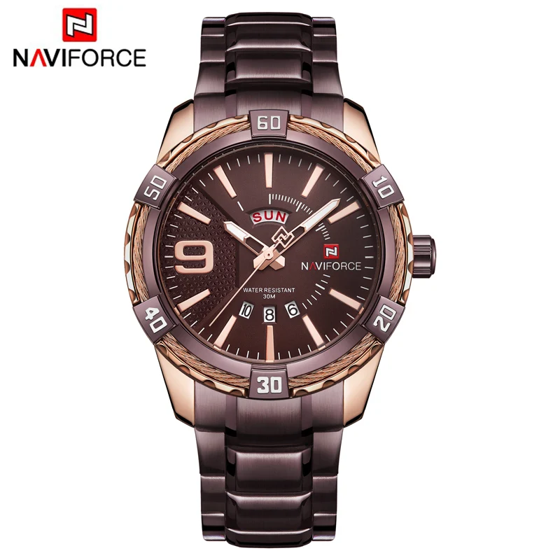 NAVIFORCE мужские s часы лучший бренд класса люкс мужские модные бизнес Кварцевые часы из нержавеющей стали золотые наручные часы Relogio Masculino - Цвет: Steel CE CE