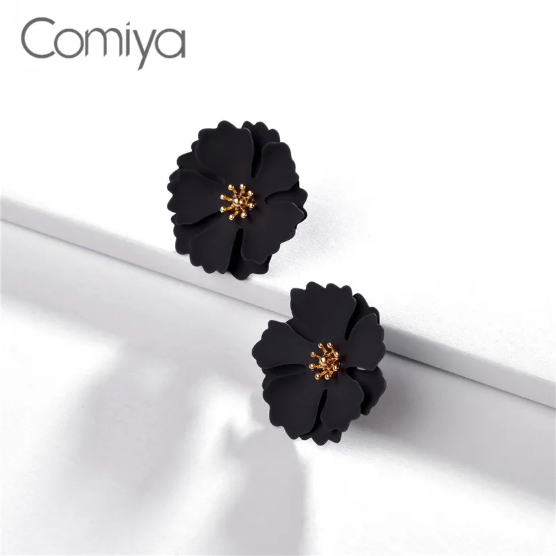 Comiya акриловые цветы корейские серьги гвоздики для женщин модные золотые цветной