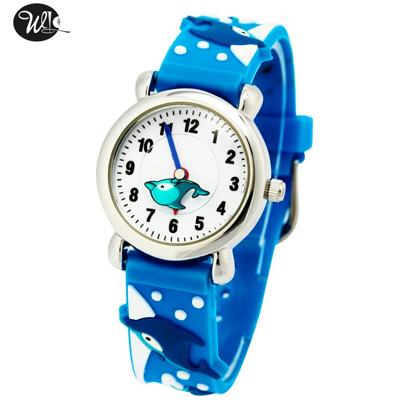 Детские часы с 3D ремешком Мультяшные кварцевые дельфином для мальчиков и девочек