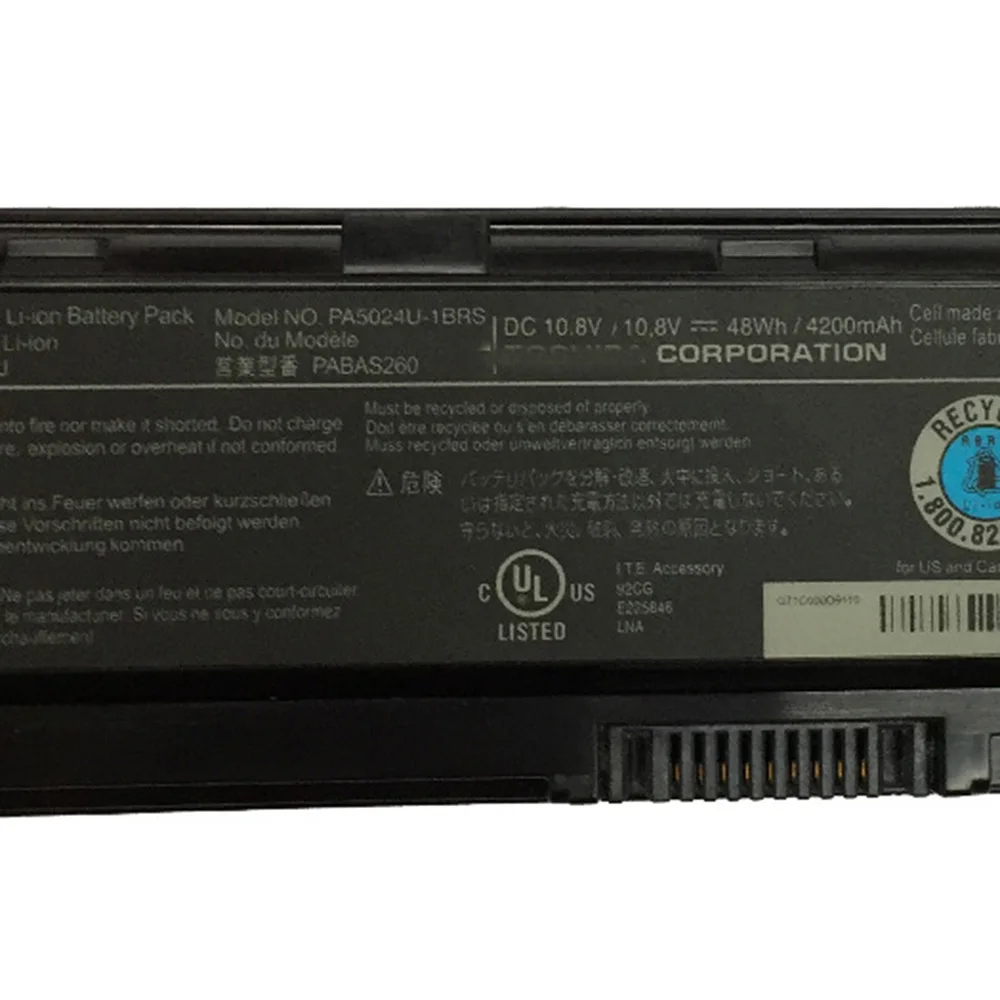 10,8 В 48Wh PA5024-1BRS ноутбук Батарея для Toshiba Satellite C855D C55 C50 L800 L830 PA5024-1BRS PABAS260