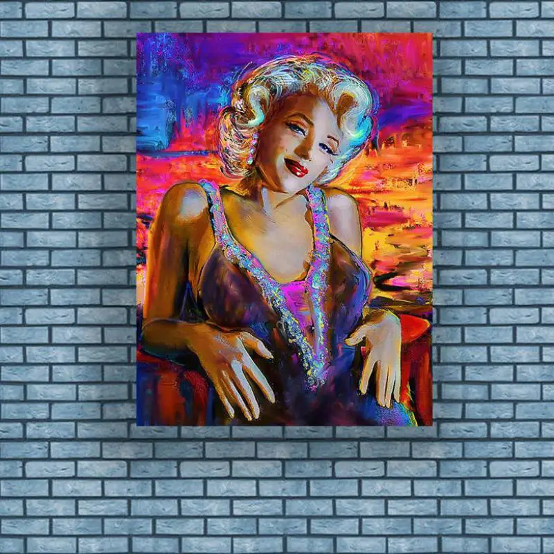 

Marilyn Monroe painting, American celebrity wall art posters, Hand Painted. Canvas.Beautiful sexy women Oil Painting Abstra