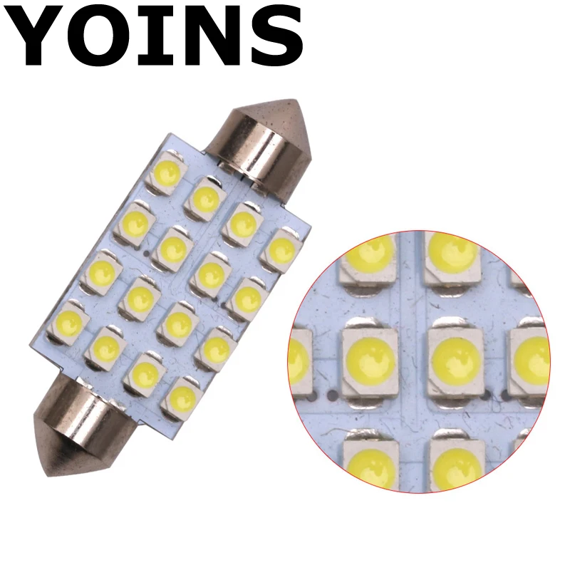 1 шт. C5W светодиодный 31 36 39 42 мм 16 SMD чистый белый купол Festoon светильник для