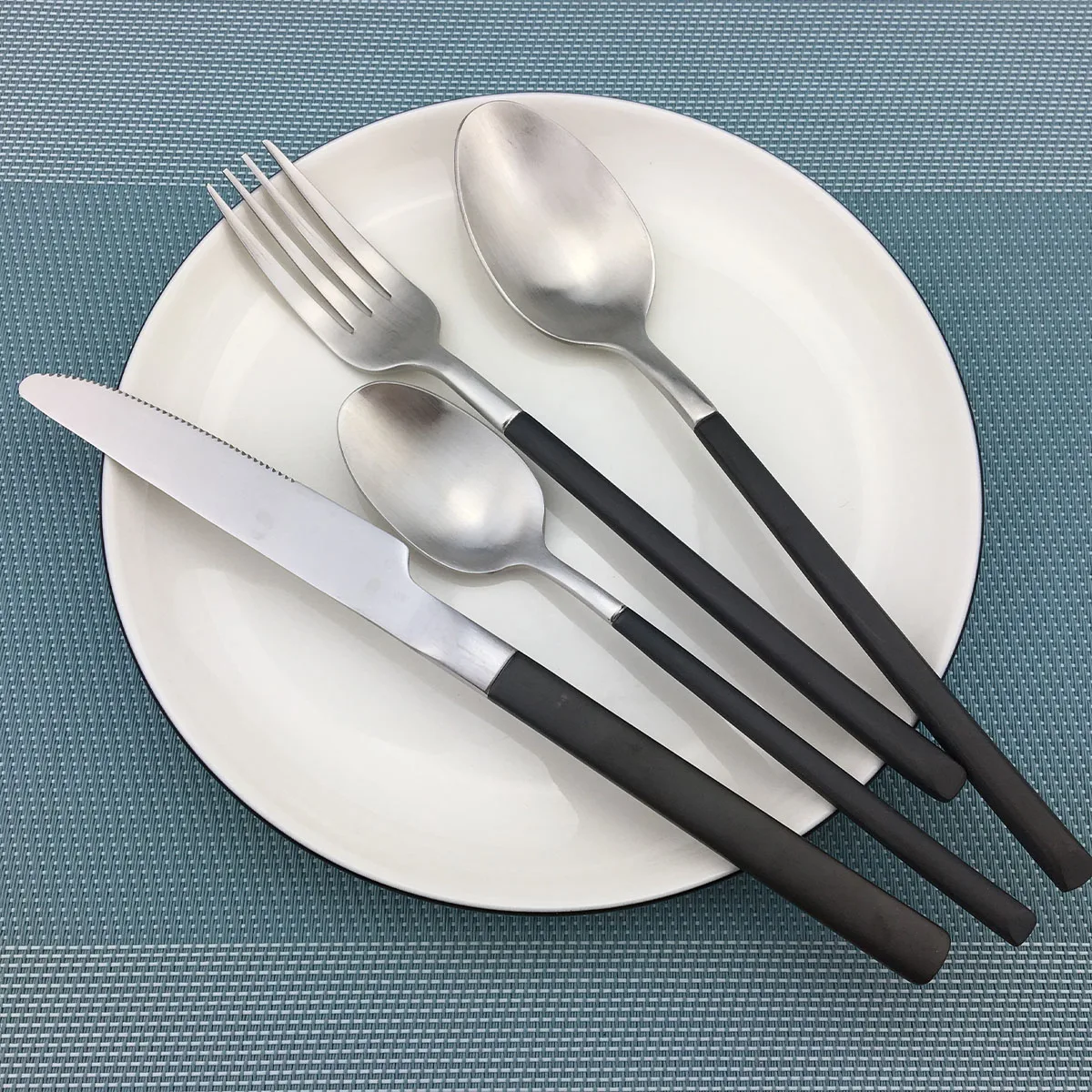 2018 New 24pcs Golden Top Stainless Steel Steak Knife Fork Party Cutlery Dinnerware Set Black Gold Silver Dessert Scoops | Дом и сад